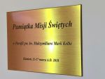 Tablica pamiątkowa Misji Świętych mosiężna grawerowana